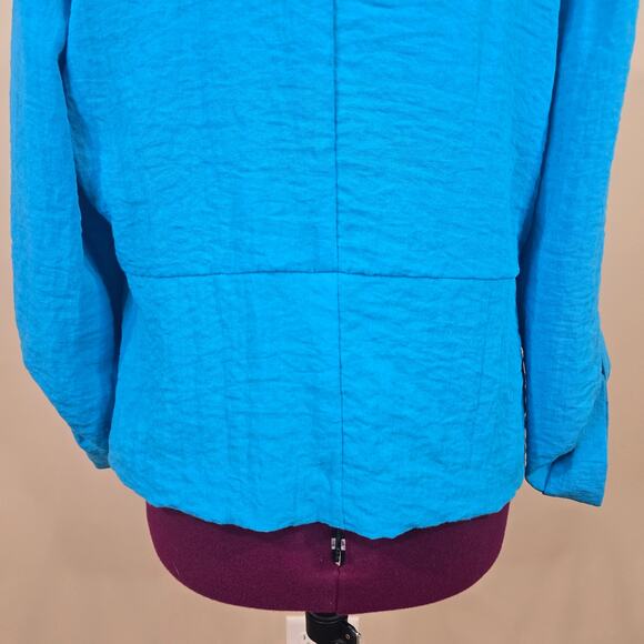 Women's Chico's Blue Rayon Blend Open Front Cardigan | Size 2 (Large) - Picture 7 of 9